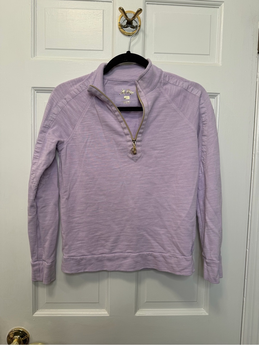 Lilly Pulitzer Lavender Half Zip Pullover Sweatshirt Gold Zipper Cotton Size XXS